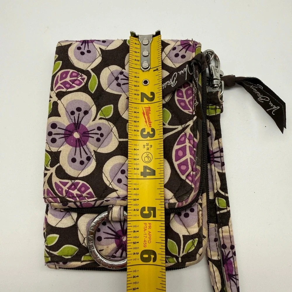 Vera Bradley Wristlet Wallet Brown Purple Floral Quilted Cotton